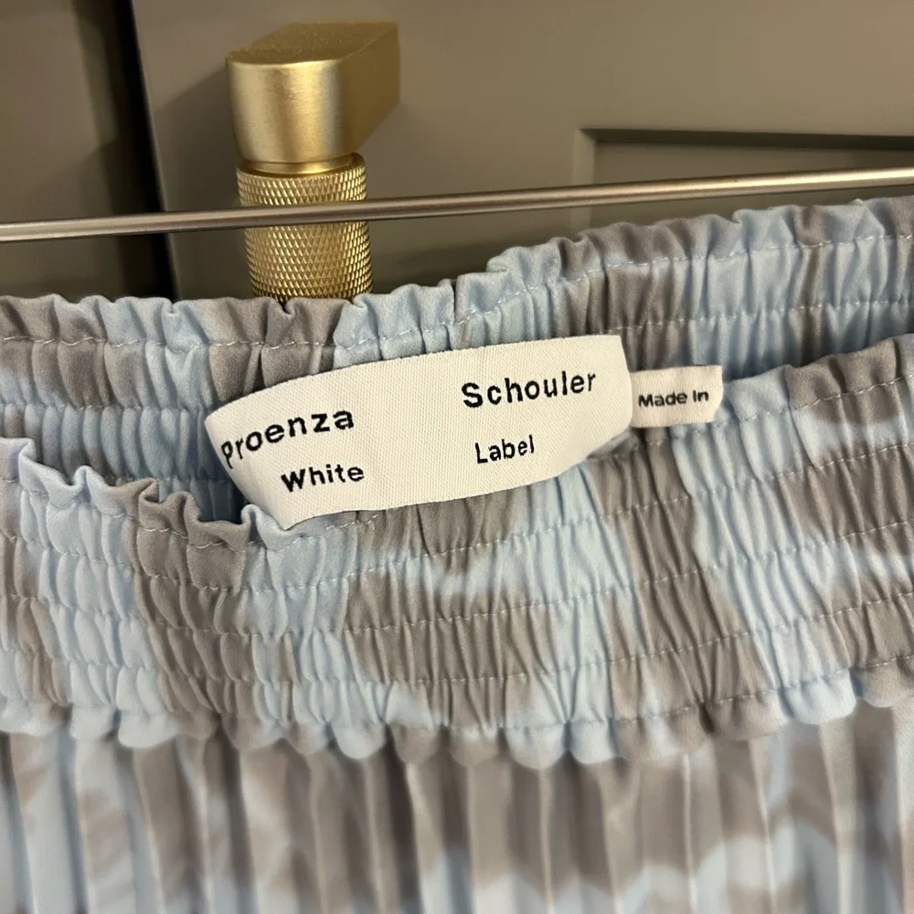 🩵 Proenza Schouler Light Blue and Gray Tie Dye Pleated Midi Skirt - Picture 10 of 11